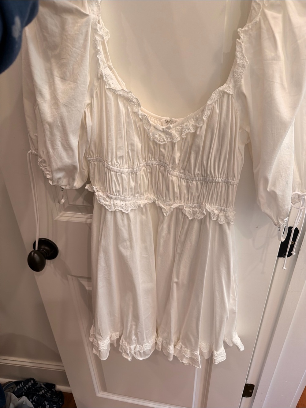 For Love & Lemons Cream Lace-Trim Peasant Tunic